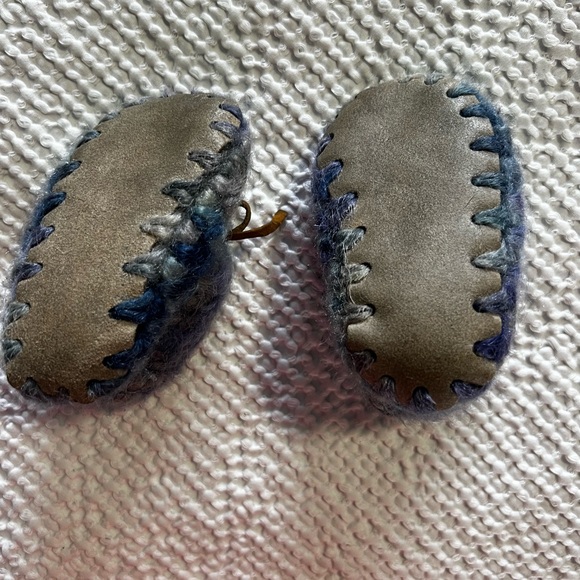 Padraig Chunky Knit Toddler Baby 5” Booties in Blues Handcrafted Wool Slippers - Picture 7 of 7